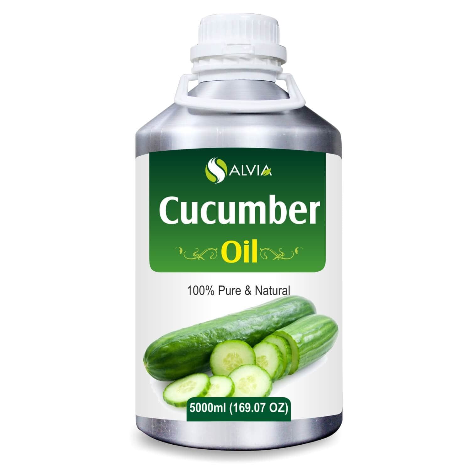 Salvia Natural Carrier Oils 5000ml Cucumber Oil (Cucumis Sativus) 100% Natural Pure Carrier Oil Excellent Moisturizer & Hydrator, Stimulates Collagen Production, Combats Acne & More